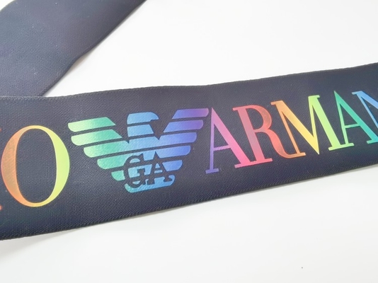 Banda elastica nera nylon/dell'elastam 3CM con il logo variopinto su misura
