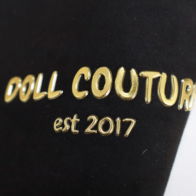 Acque resistenti Patch di trasferimento di calore 3D TPU personalizzati Gold Patch di abbigliamento ad alta frequenza Logo Hook And Loop