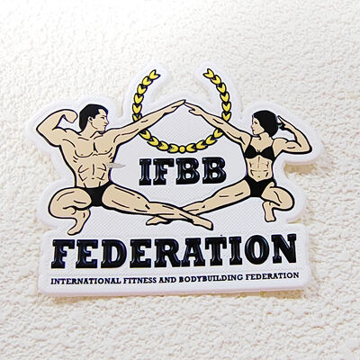 Etichetta di trasferimento di calore TPU IFBB Federazione di bodybuilding di fitness Patch di abbigliamento personalizzato