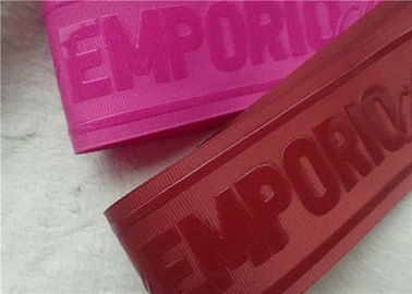 Etichetta trasparente brillante di stampa dello schermo di logo del silicio nel nastro del filo del poliestere di Coloful