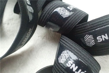 Banda elastica molle del poliestere di modo, nastro elastico nero con il logo di stampa dello schermo