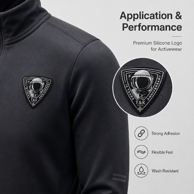 Etichetta personalizzata in silicone lucido per abbigliamento sportivo e moda