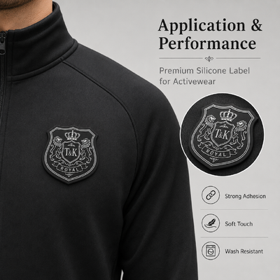 Etichetta personalizzata in silicone in rilievo per il branding dell'abbigliamento