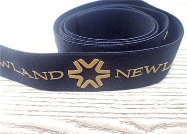 la banda elastica del jacquard nero di 30MM serigrafa stampato con il logo dorato lucido del silicone
