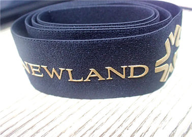 la banda elastica del jacquard nero di 30MM serigrafa stampato con il logo dorato lucido del silicone