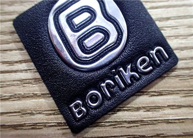 Toppe del cuoio impresso del nero con il logo d'argento di Embossment TPU per le borse