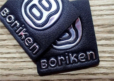 Toppe del cuoio impresso del nero con il logo d'argento di Embossment TPU per le borse