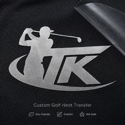Etichette di trasferimento di calore metalliche personalizzate Trasferimento del logo del golf per abbigliamento sportivo Abbigliamento di strada Polo camicie Giacche OEM ODM Eco Friendly Custom Made