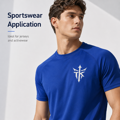 Etichette termoadesive personalizzate per abbigliamento in argento metallizzato opaco, lavabili, per polo e abbigliamento sportivo