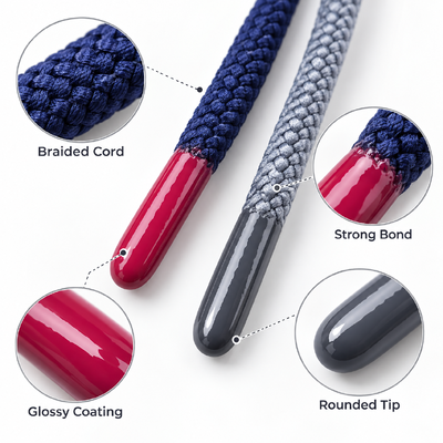 Aglet di silicone morbido su misura per la confezione di cordoni per felpe e accessori per abbigliamento