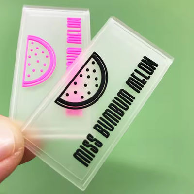 Patch in PVC trasparente di gomma per abbigliamento Etichetta in PVC