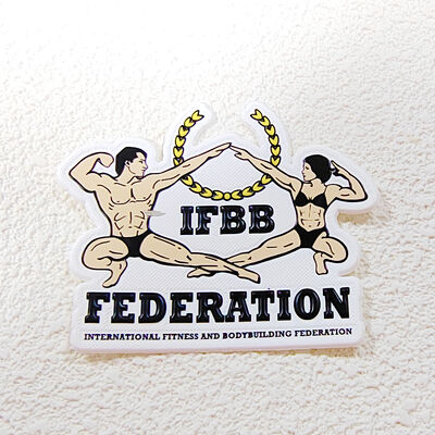 Etichetta di trasferimento di calore TPU IFBB Federazione di bodybuilding di fitness Patch di abbigliamento personalizzato
