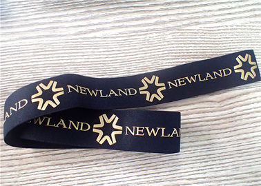 la banda elastica del jacquard nero di 30MM serigrafa stampato con il logo dorato lucido del silicone