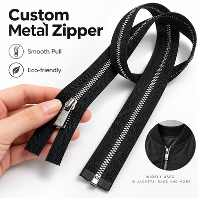 Fermaglie metalliche personalizzate con serratura automatica e tiratori di logo per giacche, borse e accessori per abbigliamento