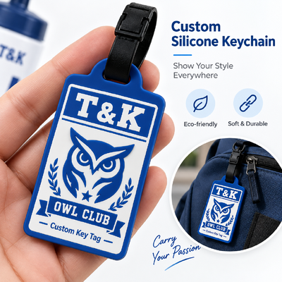 Tag di borsa in silicone personalizzati con logo 3D per zaini Portachiavi e accessori
