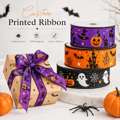 Nastro Grosgrain Ecologico Stampato Personalizzato, Elastico Resistente per Confezioni Regalo