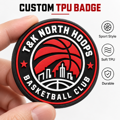 Toppe personalizzate in TPU morbido ricamate con logo 3D di pallacanestro e retro termoadesivo per toppe da ricamo per abbigliamento